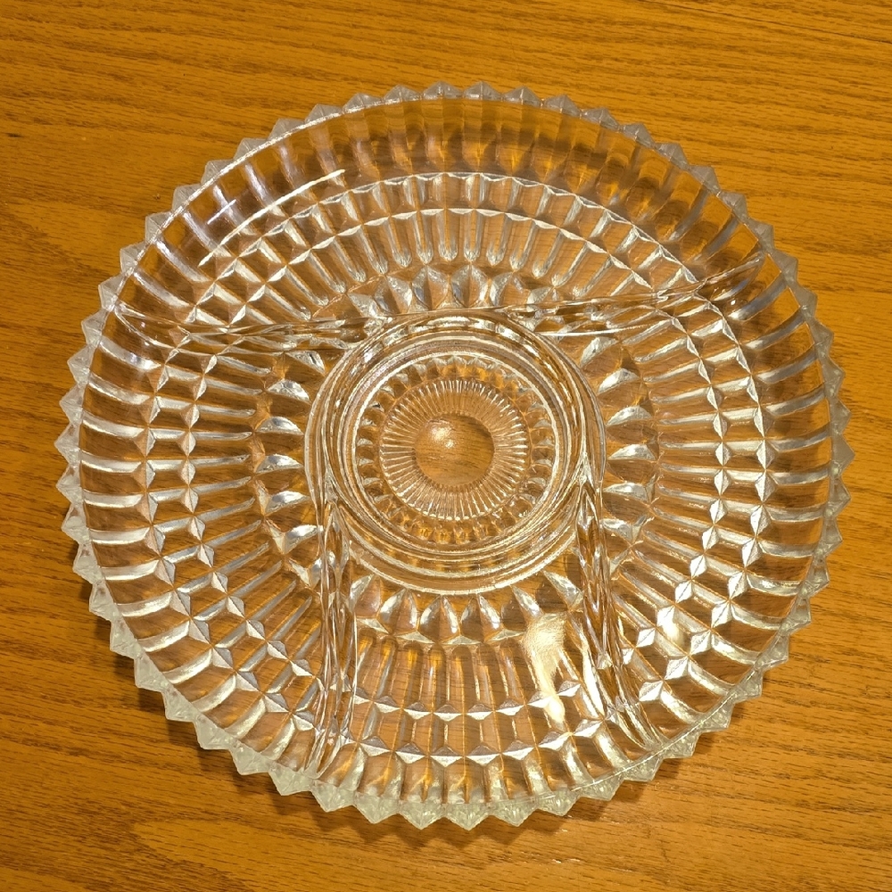 Vintage MCM KROMEX Lazy Susan Glass Divided Serving Tray